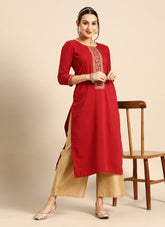 Maroon Colour Embroidered Salwar Suit